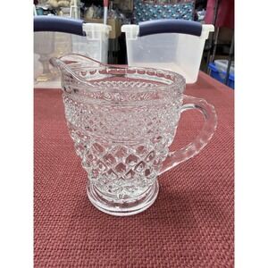 VINTAGE 1960'S Anchor Hocking Wexford Creamer‎ Glass Pitcher 8 Oz 4-1/4"